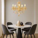 Lustre cristal lampe de plafond lustre lampe de salle � manger lampe de salon, m�tal acrylique or, 5 ...