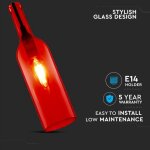 Lustre led v - tac en forme de bouteille en verre avec douille e14 (max. 60 w)  72 x 115 cm rouge