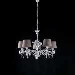 Bonetti illumina - lustre lucy fer blanc, dco shabby chic, abat - jour pvc gris tourterelle d. 70 cm, ...