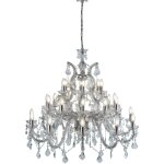 Lustre marie therese 30l mtal chrome avec pampille cristal e14 30x60w max diamtre 98cm