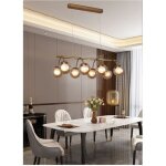 Lustre pendentif 8 boules en verre ambre raccord metallique g9 a04 - 8