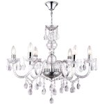 Globo ? lustre cuimbra i chrome ? cristaux acryliques ? � 67cm ? hauteur r�glable ? douille e14 ? 6 ampoules ...