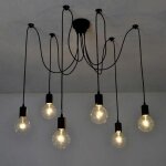 Lustre plafonnier lustre suspension � 6 t�te r�tro vintage style industriel - noir