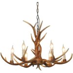 Lustre rustique en bois de cerf à 6 têtes, lustres en corne de cerf de campagne, luminaires suspendus ... Lustre rustique en bois de cerf à 6 têtes, lustres en corne de cerf de campagne, luminaires suspendus ...