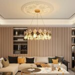 Lustre salon cristal moderne suspendu - luminaire plafonnier led avec lampes pour salle � manger salon ...