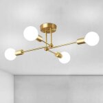 Lustre sputnik vintage, plafonnier industriel 4 lumi�res, plafonniers en fer, forme diy, base e27, lumi�re ...