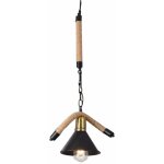 Lustre suspendu en corde de chanvre e27 avec cloches, style rustique et vintage