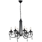 Vidaxl ? lustre suspendu noir 6 douilles e14 ? cadre en m�tal durable ? dimensions 55, 5 x 46 cm ? pour ...
