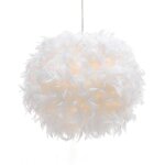 Lustre suspension 30cm en boule plumes e27 luminaire pour chambre d'enfant salon blanc