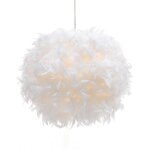 Lustre suspension 30cm en boule plumes e27 luminaire pour chambre d'enfant salon blanc