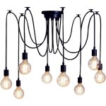 Lustre suspension araignee design industriel, rtro douille e27 ttes clairage lumires plafonniers ...