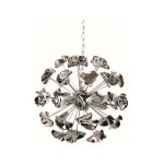 Lustre suspension boule design en mtal chrom plafonnier suspendu 4 lumires