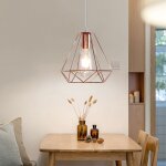 Axhup - lustre suspension cage en mtal 20cm plafonnier luminaire en diamant dor rose