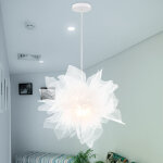 Lustre suspension contemporain diam�tre 50 cm e27 blanche , abat - jour luminaire plafonnier pour chambre ...
