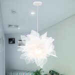 Lustre suspension contemporain diamètre 50 cm e27 blanche , abat - jour luminaire plafonnier pour chambre ... Lustre suspension contemporain diamètre 50 cm e27 blanche , abat - jour luminaire plafonnier pour chambre ...
