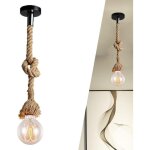 Lustre suspension en corde de chanvre e27 douilles style industriel r�tro pour salon salle � manger bar ...