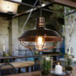 Lustre suspension design vintage industrielle rtro fer abat - jour e27 40w rouille 26cm