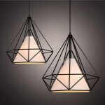 Lustre suspension filaire industriel forme diamant luminaire - ø 25 cm - noir Lustre suspension filaire industriel forme diamant luminaire - ø 25 cm - noir