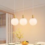 Lustre suspension gbly e27 dor�e 3 ampoules lampe suspendue en verre lampe de table � manger r�glable ...