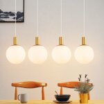 Lustre suspension gbly e27 dor�e 4 ampoules lampe suspendue en verre lampe de table � manger r�glable ...