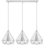 Lustre suspension industrielle de 3 luminaire cage diamant vintage , e27 lampe de plafond abat - jour ...