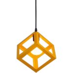 Lustre suspension industrielle contemporain forme cube carr� pour restaurant, salle � manger, bar jaune ...