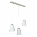 Lustre suspension d'intrieur roger blanc au design scandinave en bois  3 lumires 3xe27 - blanc
