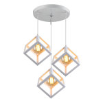 Lustre suspension led 3 lampe cube carr en mtal luminaire design industrielle eclairage plafond lumiaire ...