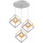 Lustre suspension led 3 lampe cube carr en mtal luminaire design industrielle eclairage plafond lumiaire ...
