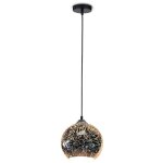 Lustre � suspension led avec douille e27 (max 60w) cloche en verre couleur chrome miroir avec effet 3d ...