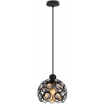 Lustre suspension luminaire contemporain 20cm plafonnier fer abat - jour en cristal noir