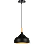 Lustre suspension moderne e27 lampe suspension m�tal bois suspension luminaire �24cm pour chambre cuisine ...