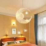 Lustre suspension plafonnier led lampe , lune �toile f�e creative chambre lampe suspendue pour chambre ...