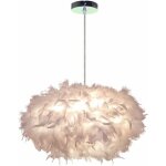 Wottes ? lustre moderne en suspension abat - jour en plumes �45cm e27 ? base en m�tal chrom� ? hauteur ...