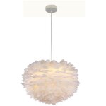 Lustre suspension en plumes blanche 30cm e27 40w pour chambre d?enfant, salon, d�cor