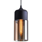 Lustre suspension en verre ambr� e27 noir plafonnier luminaire salle � manger chambre h�tel noir - 13cm ...