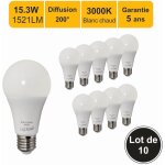 Lutece - arc - jamais utilis] lot de 10 ampoules led e27 13w 1521lm 3000k - garantie 5 ans