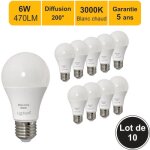 Lutece - arc - jamais utilis] lot de 10 ampoules led e27 4, 9w 470lm 3000k - garantie 5 ans
