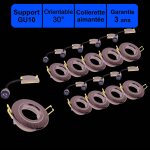 Lutece - arc - jamais utilis�] lot 10 supports spot chrome encastrable orientable aimant� + douille gu10 ...