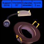 Jamais utilis�] support spot blanc encastrable orientable aimant� + douille gu10 inclus - garantie 3 ...