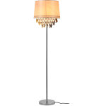 Lux. pro lampadaire lampe sur pied m�tal poli tissu blanc chrome 1 x e27 161 cm