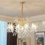 Luxueux lustre � 8 branches en cristal lustre cristal transparent, plafonnier lampe � suspension verre ...