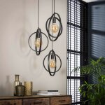 M&s - suspension 3 lampes cascade 40x40x150 cm en m�tal gris fonc� - sybil