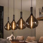 M&s - suspension 4 lampes 164x28x150 cm en verre noir fum�