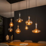 M&s - suspension 7 lampes 145x50x150 cm en verre et m�tal noir