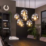 M&s - suspension 7 lampes rondes 110x40x150 cm en verre fum� gris - amp