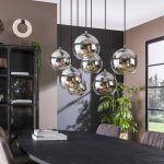 M&s - suspension 7 lampes rondes 110x40x150 cm en verre fum� gris