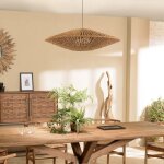 Macabane - sixtine - suspension 'cymbale' 100x100cm en fibre de coco / teck recycl�