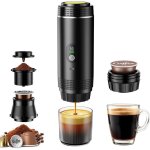 Machine � caf� portable 3 en 1 avec batterie, machine � espresso usb - c pour voiture, compatible avec ...