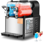 Machine a granite commerciale 2x3l double reservoir, machine a boissons glacees en inox de 24 tasses, ...